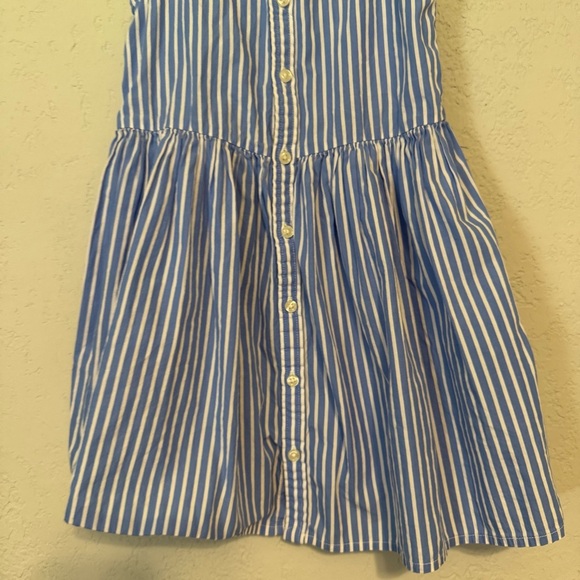 Kid's Polo Ralph Lauren Blue & White Striped Collared Button Front Dress - Picture 4 of 8